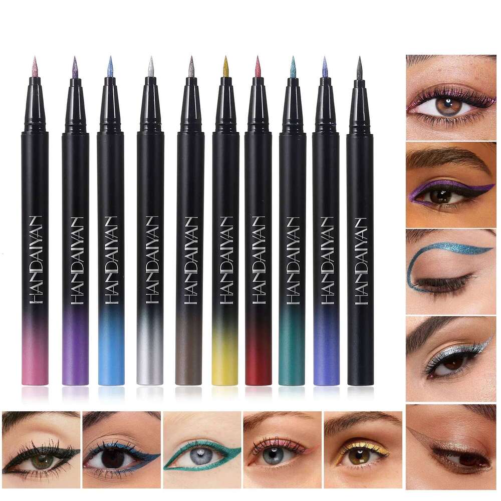 Waterproof Glitter Luster Liquid Eyeliner Pencil Long Lasting ple Pink Blue Metallic Eye Liner Pen Cosmetic Makeup for Eyes X250725 X