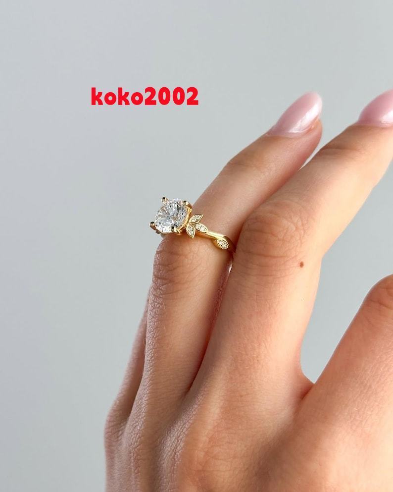 10K Yellow Gold Moissanite Engagement Rings 7.50MM Round Cut Moissanite Ring/ Round Cut Custom Anniversary Ring Gift for Her