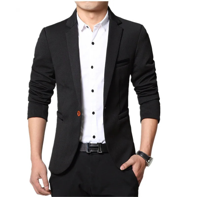 2024 Men Slim fit Fashion Blazer Suit Jacket Black Blue Red Plus size L to 5XL Male Blazers Mens Coat Wedding Dress 250725