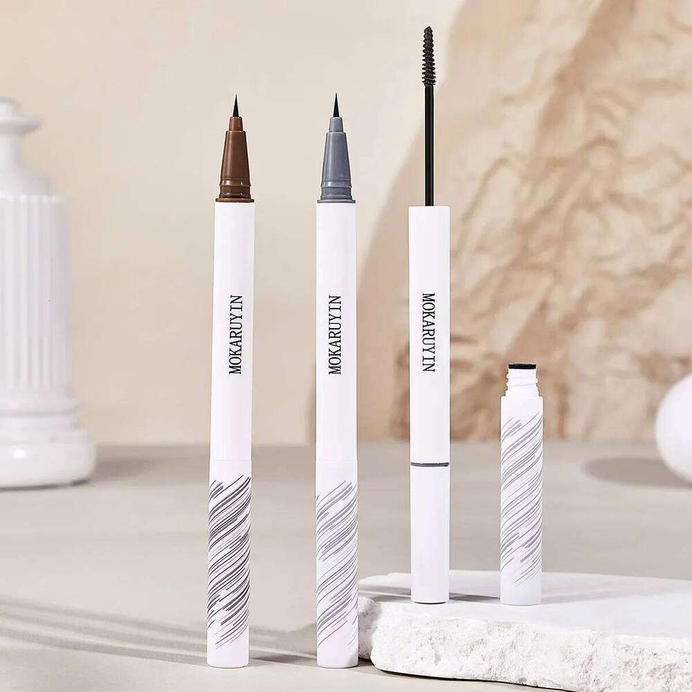 2 in1 Double-headed Liquid Eyebrow Pencil Long Lasting Easy To Color Dye Brow Cream Waterproof Lying Silkworm Eyeliner Cosmetics X250