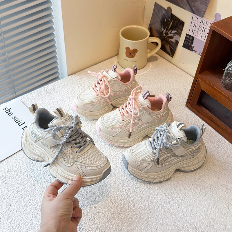 Girls shoes childrens dad womens summer mesh breathable thick sole height increasing casual sports shoes 250725