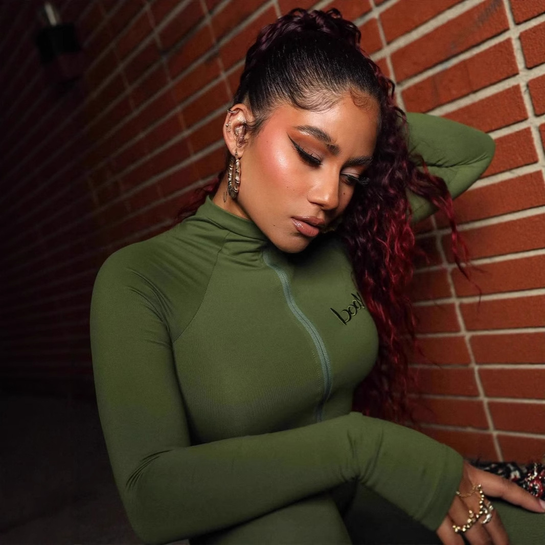 New Fashion Womens Clothing Sexy Street Style Solid Color Zipper Long Sleeve Round Neck Jumpsuit for Women