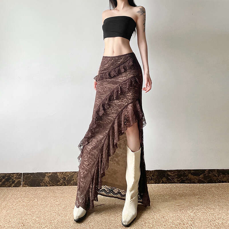 2024 Summer New Women's Fashion Solid Color Slim Fit Street Style High Waist Split Skirt 794
