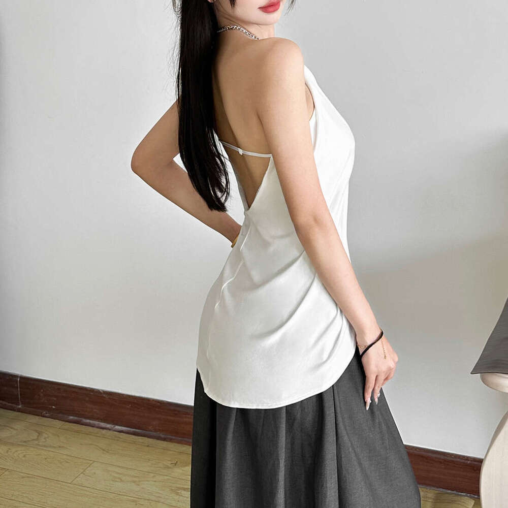 2025 Summer New Pure Desire Hot Girl Sexy Temperament Sleeveless Backless Tie Slim Top Women's Clothing f8c
