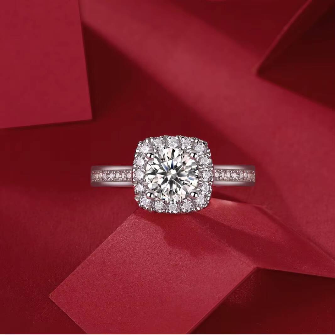 S925 Ladies Flower Ring Moissanite Adjustable Counterpart Advanced Ring Design