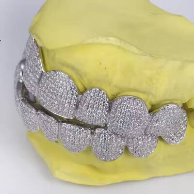 Custom Dental Grills Iced Out Sterling Silver Real Gold Jewelry VVS D Color Moissanite Diamonds Teeth Grillz Moissanite Grill