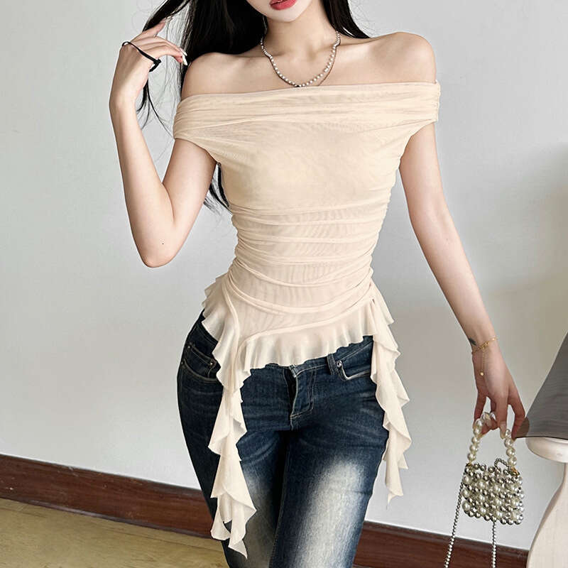 2025 Summer New Fashion Casual Waist-Cinching Slim Irregular Ribbon Floral Off-Shoulder Women's Dress b45