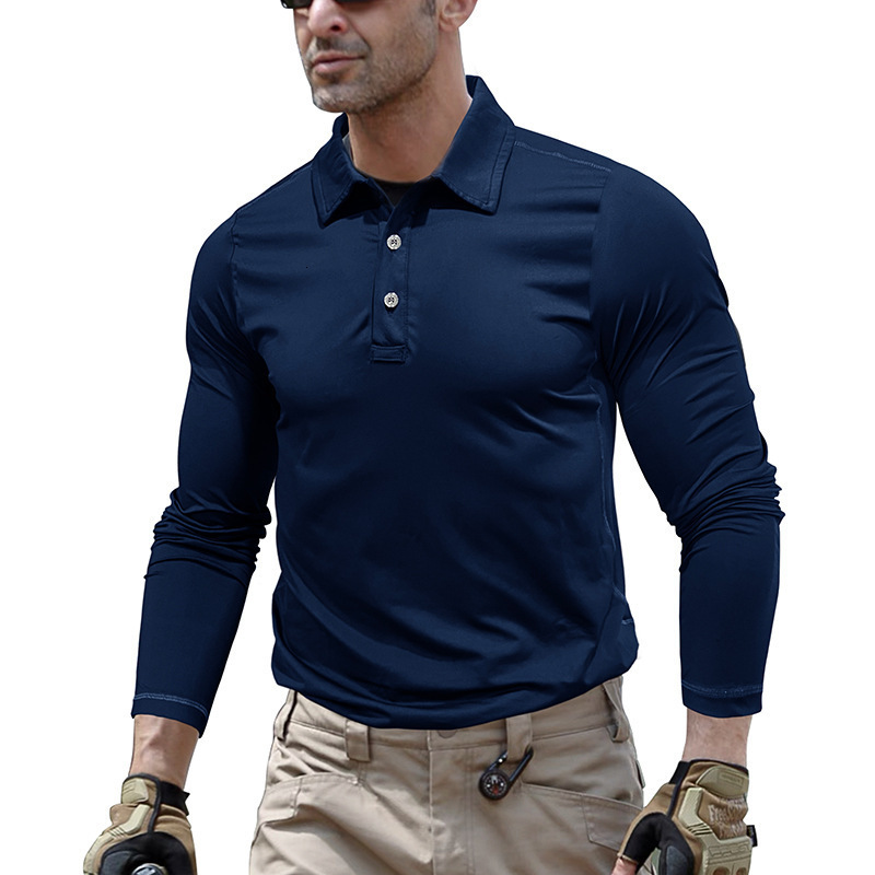 Mens Lightweight Long Sleeve Polo Shirt Performance Tactical Casual Outdoor Hiking Collared Shirts Pique Jersey Golf Shirt 250224