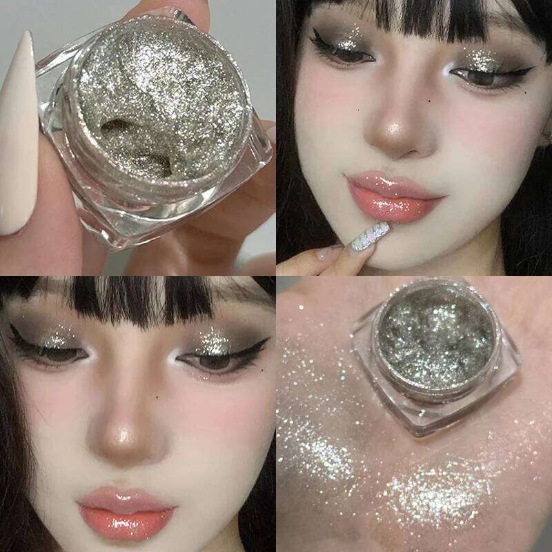 Sparkling Glitter Liquid Gel Eyeshadow Metallic Sier White Highlighter Sequins Shadow Waterproof Shiny Silkworm Eye Makeup X250723 X2