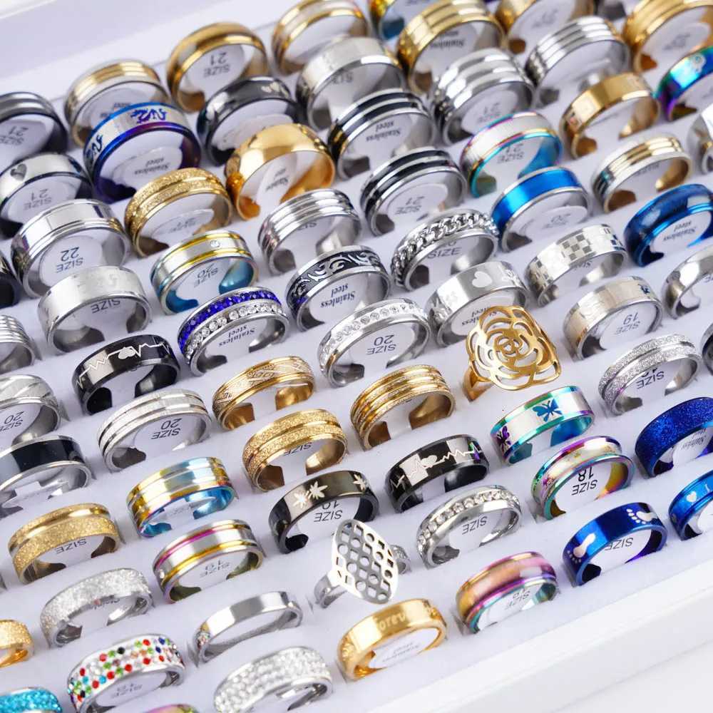 20 pieces/batch of fashionable heart-shaped stainless steel love rings mens mixed style party gifts jewelry accessories W250417