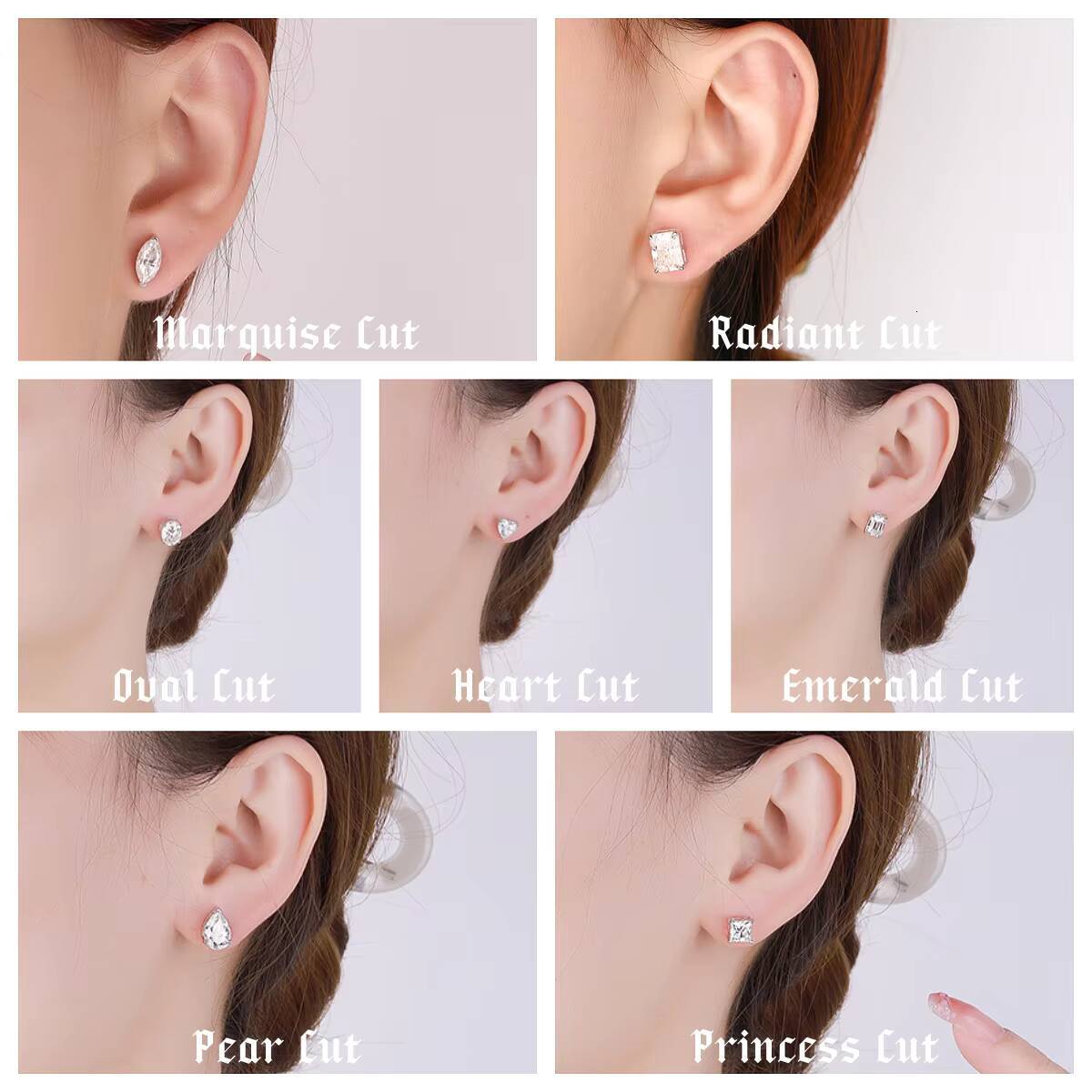 PYQ Multiple Shapes Moissanite Earrings 925 Vintage Sterling Silver Stud Earrings for Women Earing Sets Women Earings