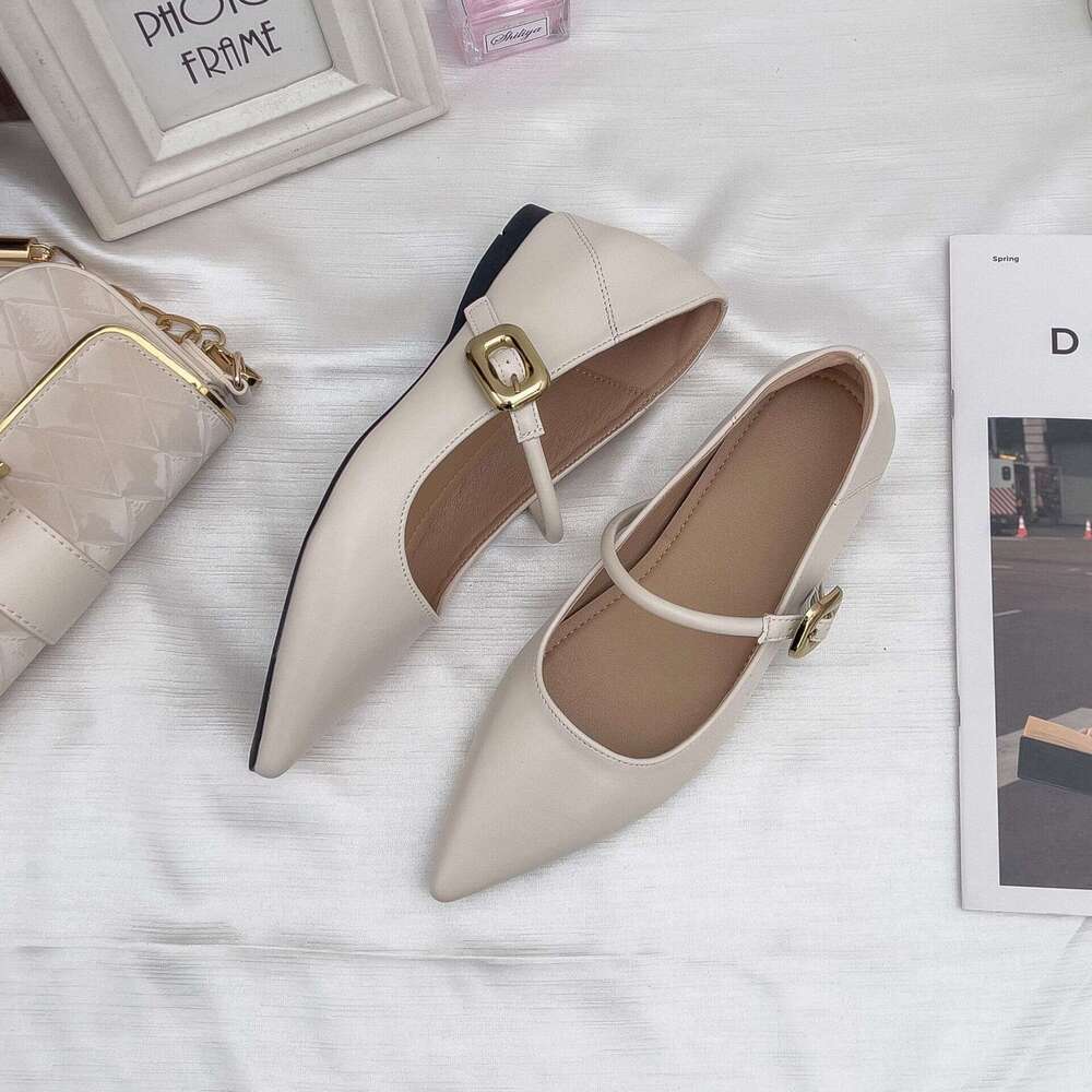Designer Autumn Summer New Style Single Versatile Shallow Mary Jane Pointed Toe Women's Height Increasing Shoes for Women