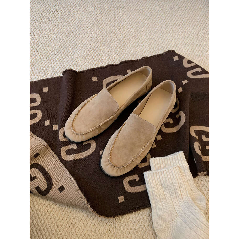 Designer Loafers Flat Women, High-End Korean Style Casual Shoes, Unisex Suede Leather Shoes for Women
