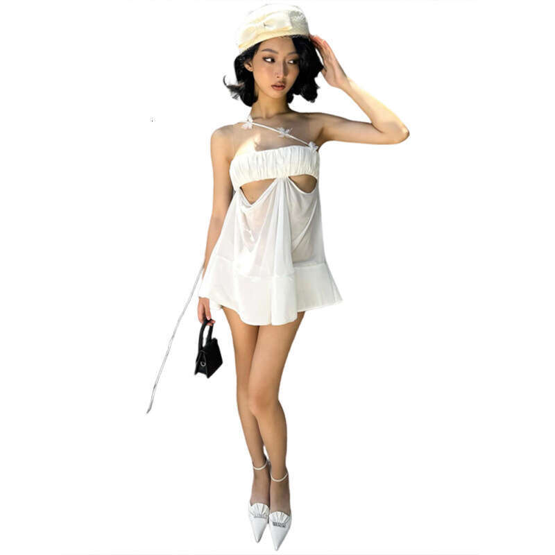 2025 Summer New Irregular Niche Fashion Trend Design Sleeveless Backless Short Dress b01