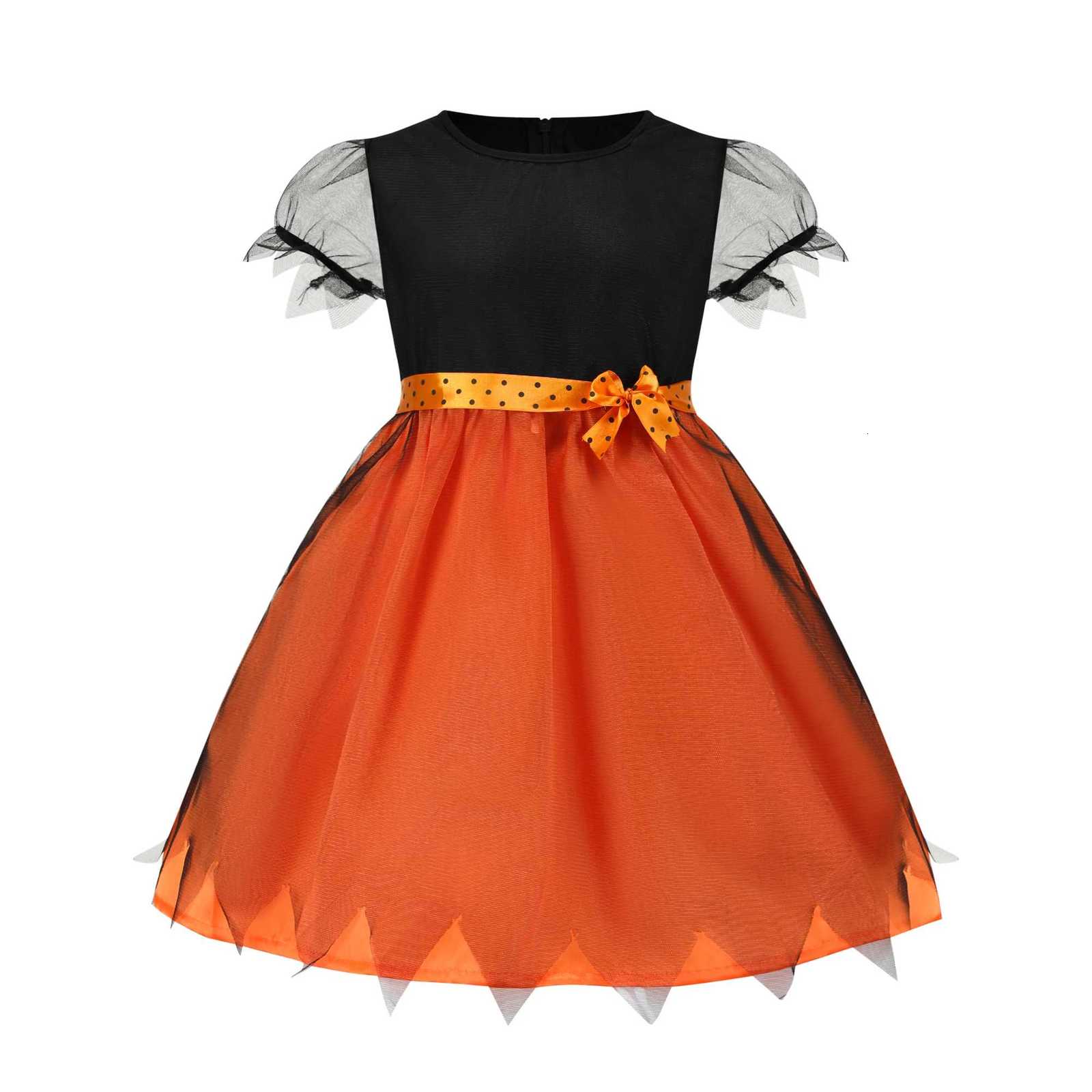 Girls Princess Costume Baby Orange Pumpkin Witch Halloween Fantasy Children Cosplay Carnival Fancy Disguise Birthday Dress Z250725