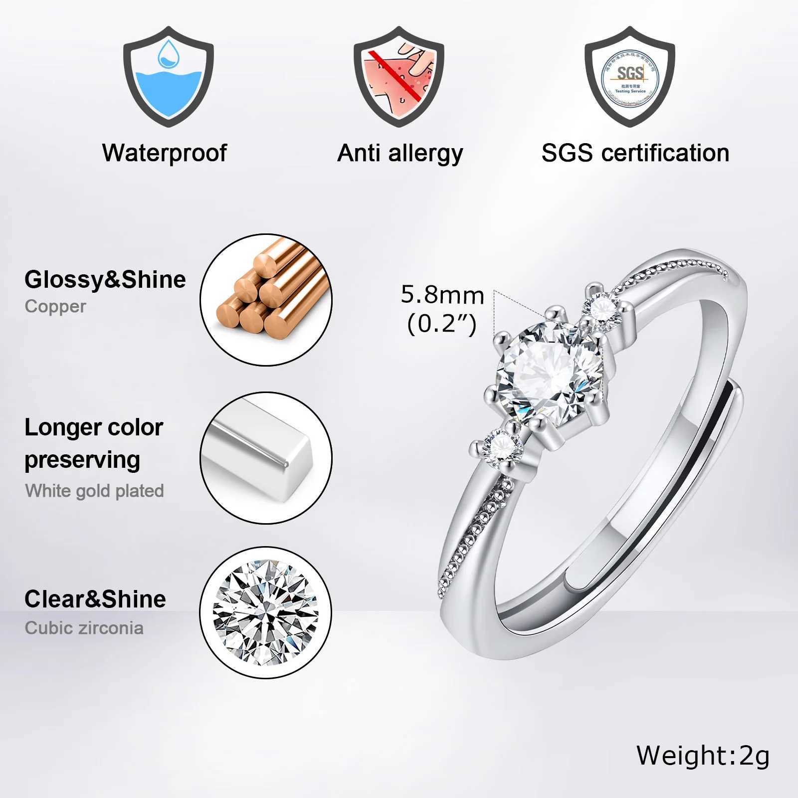 Vnox Womens Card Ring Bridal Card Wedding Ring Bling AAA CZ Stone Finger Band Promised Engagement Anniversary Gift W250417