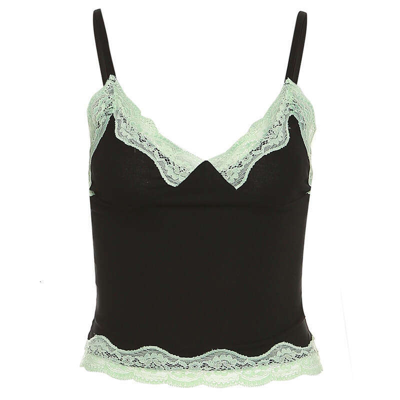2023 Spring Summer New Women's Street Fashion Sexy Lace Trim Cropped Tank Top 3ac