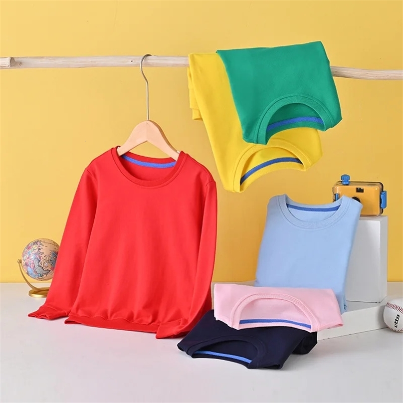 Autumn Solid Color Clothes 2-10Years Childrens Hoodies Sweatshirts Girl Kids White Tshirt Cotton Pullover Tops for Baby Boys 250724