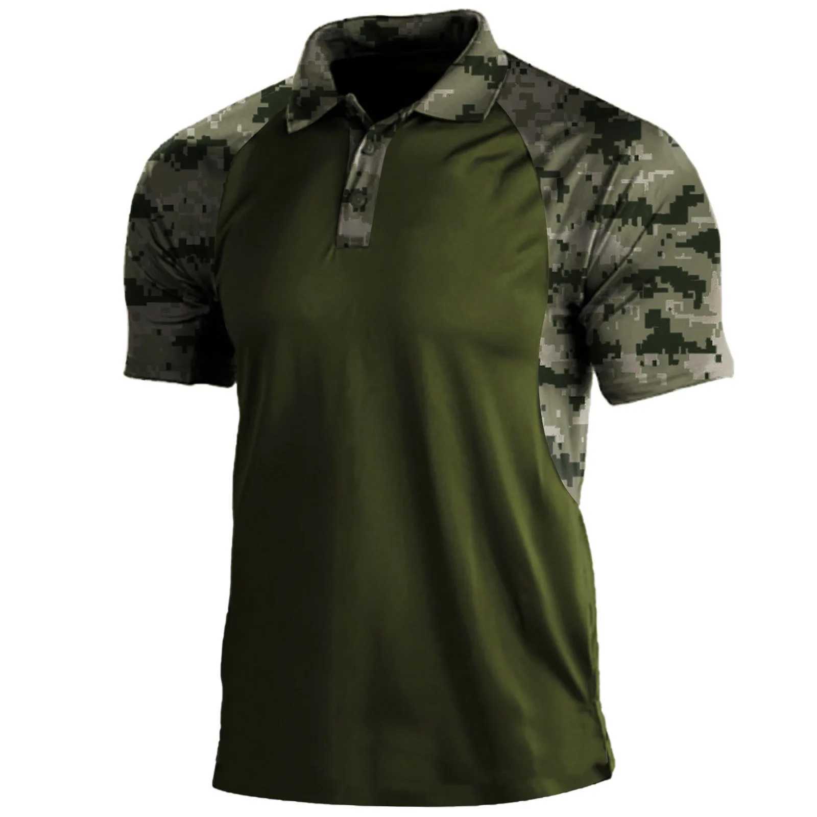 Summer Print Polo Shirts Men Fashion Camouflage Patchwork Short Sleeve Polos Outdoor Sports Fitness Tops Mens Breathable Tees Y250724