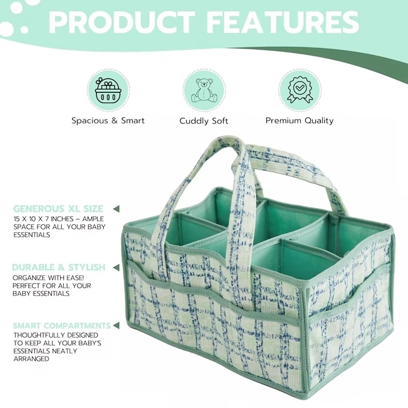 Diaper Bag Large Capacity Multiple Pocket Caddy Felt Washable Baby Nappy Organizer Nursery Storage Bin 250724