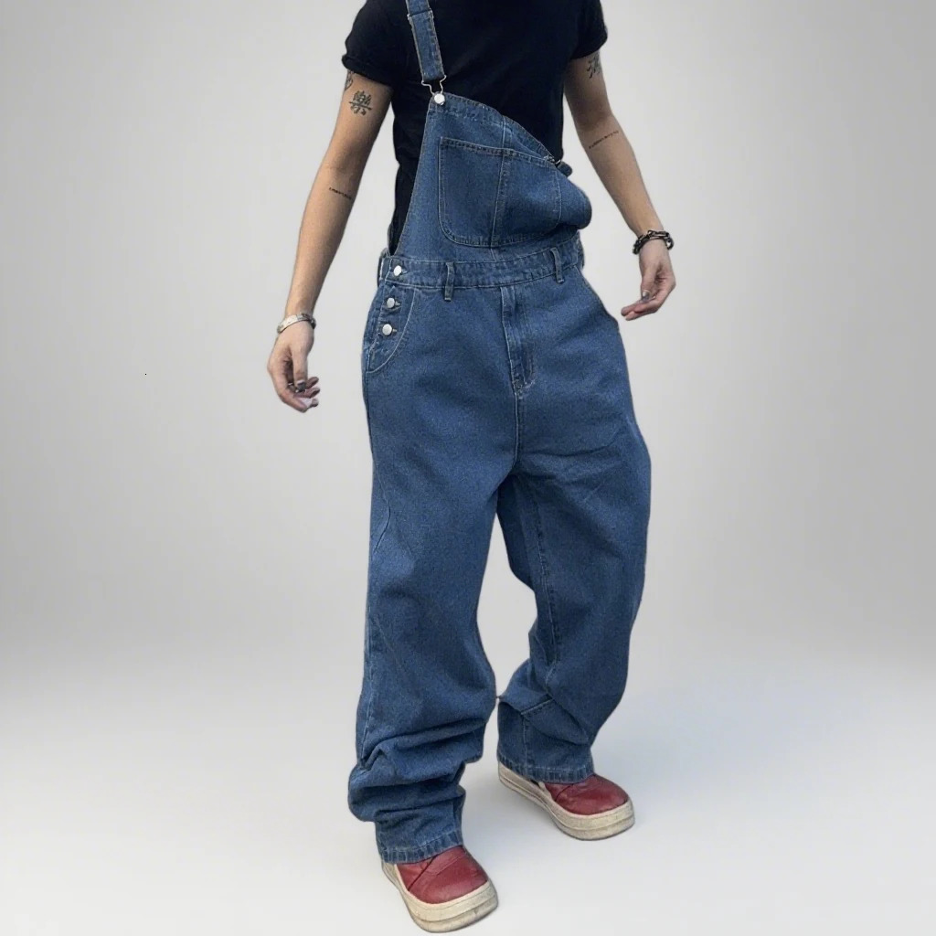 Overalls for Men Denim Suspenders Simple Baggy Jeans Mens Street Casual Solid Mid Waist Loose Washed Jumpsuits Length Tracksuit 250725