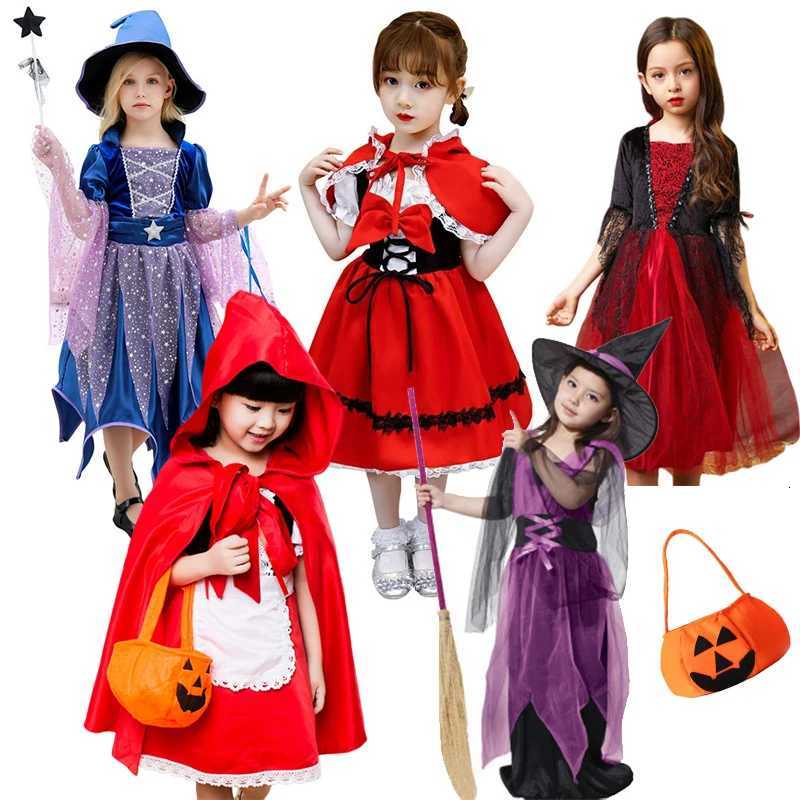 Halloween Deluxe Red Riding Hood Costume for Girls with Cape and Bag Perfect for Carnival Performances Vampire Witch Clothes Z250725