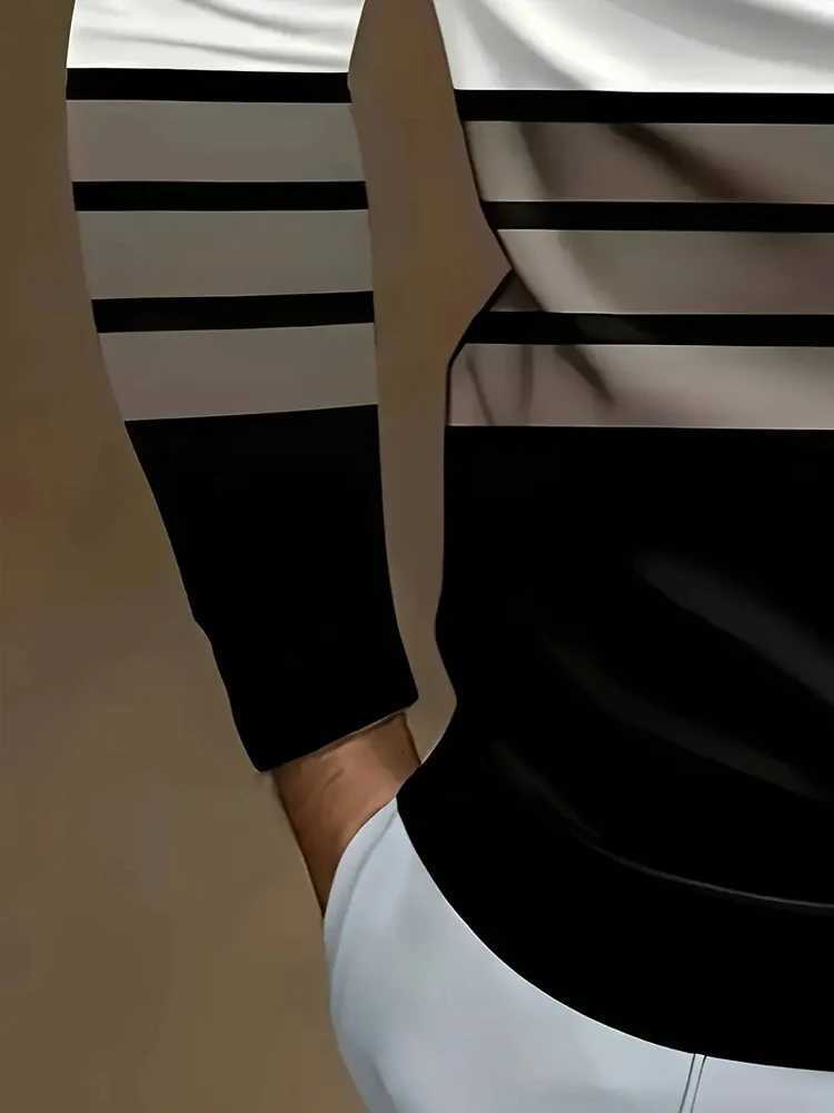 Mens Long Sleeved Polo Shirts Zipper Collar Shirt Striped Fashion Business Formal Outdoor Spring And Autumn Polo Shirt Collar XJ250725