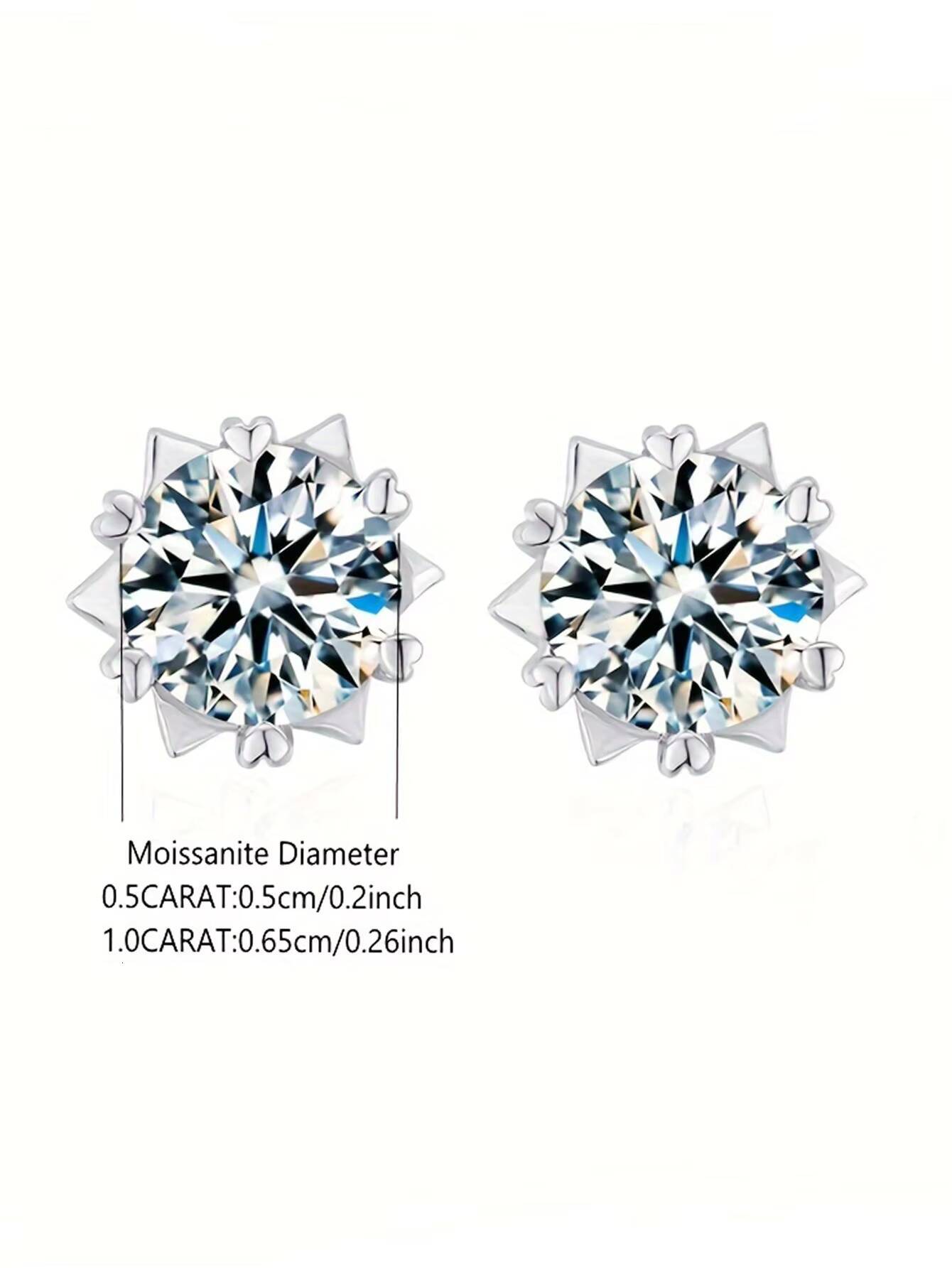 Fashionable Wholesale Moissanite Stud Earrings 925 Sterling Silver 0.5ct 1ct VVS Moissanite Earrings