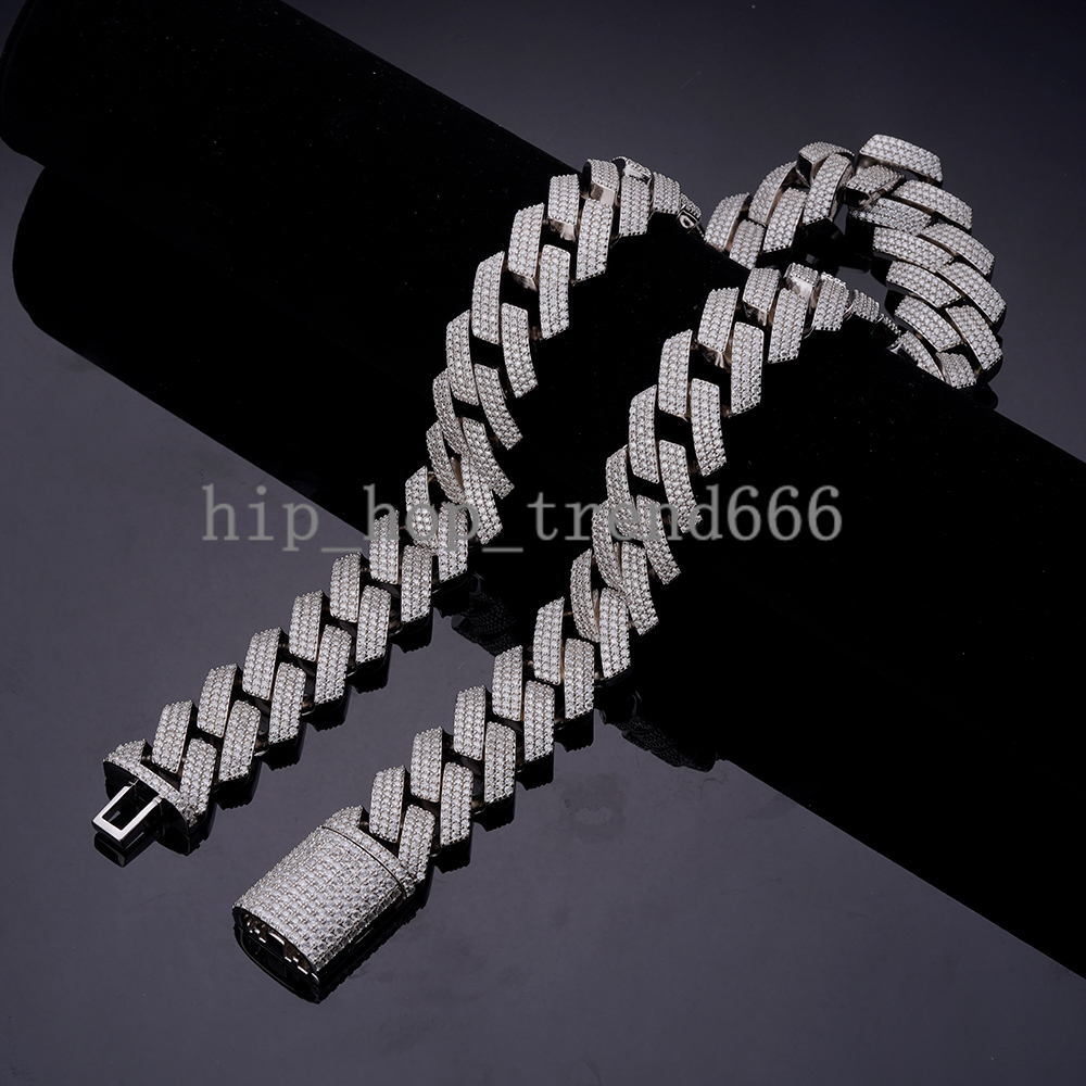 Vvs Moissanite Diamond moissanite 925 Sterling Silver Brass Cuban Link Chain Necklace Iced Out Custom Miami Cuban Link Chain for Men