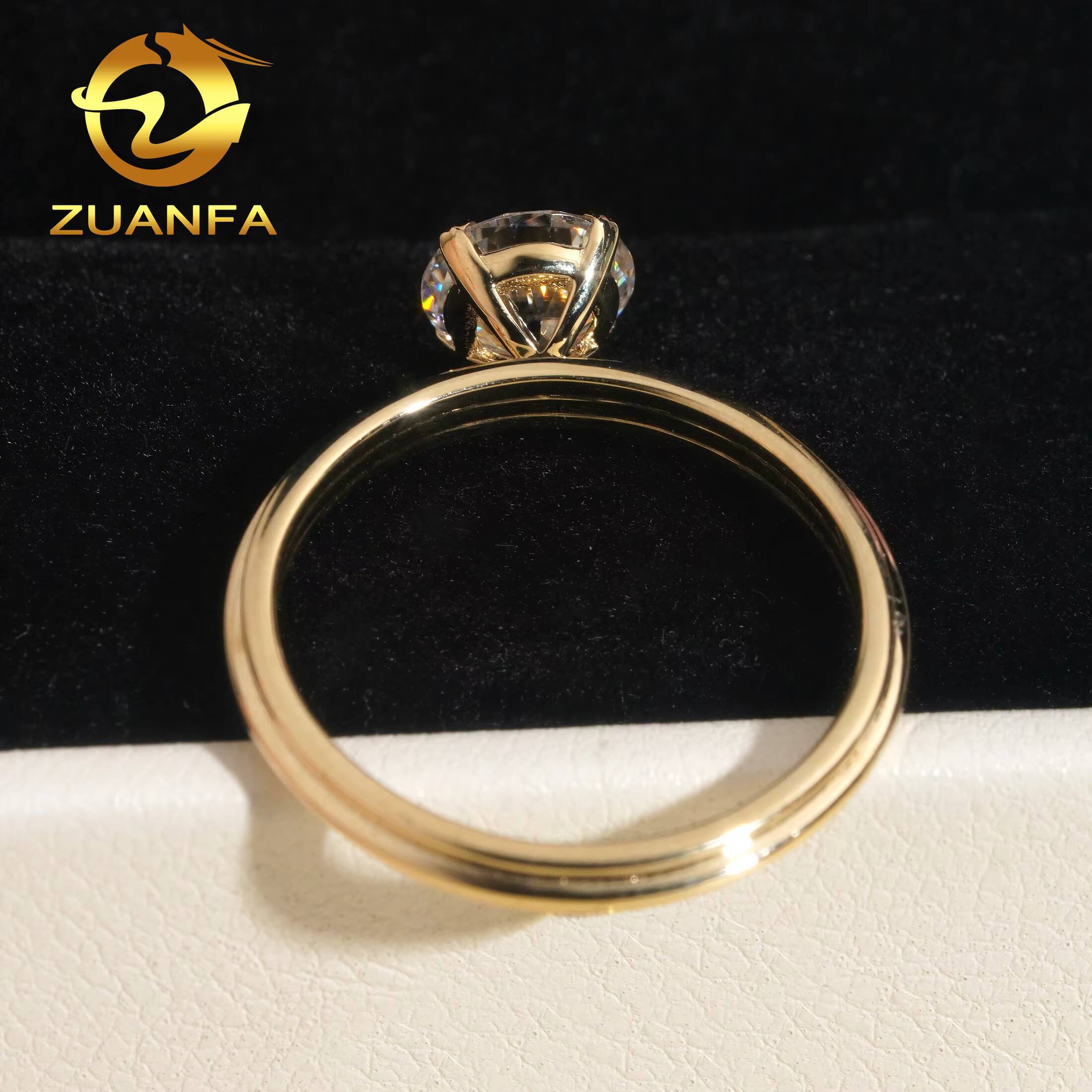 3Row Wedding Ring 10K Gold Solitaire Moissanite Diamond Engagement Ring Pass Diamond Tester Vvs Moissainte Ring