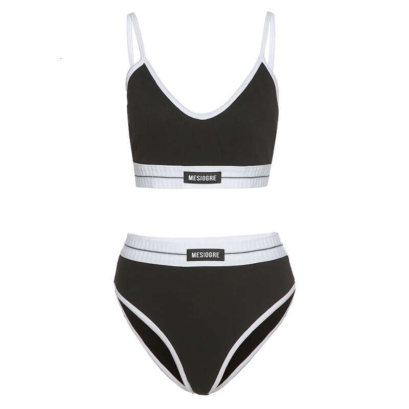 2020 Autumn Winter New Women's Fashion Color Block Crop Top and Shorts Two-Piece Set 63f