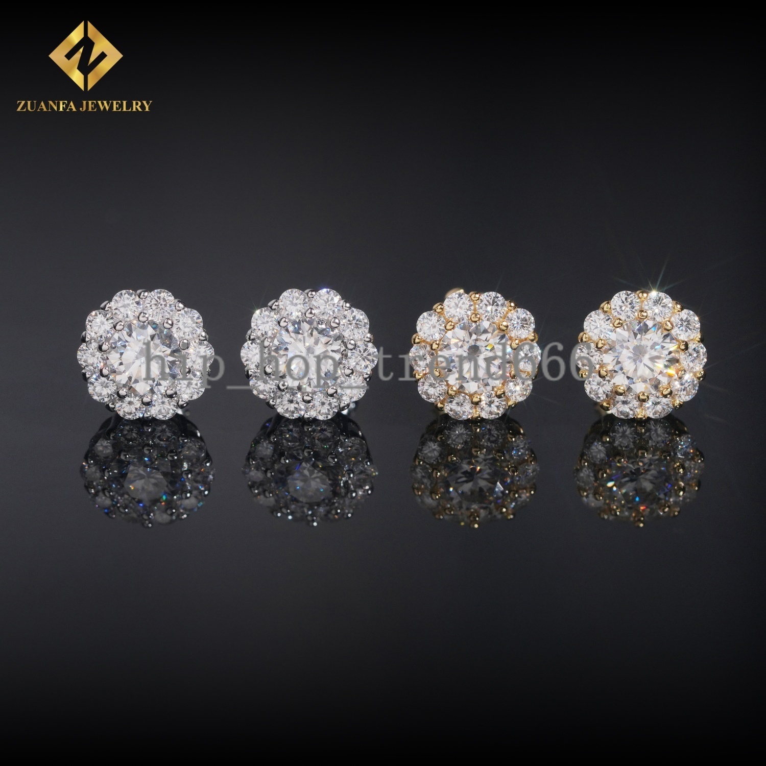 Hot Saling 8.8mm Moissanite Earring Rapper Fashion Diamond Earring Solid 18k Gold 925 Silver VVS1 Moissanite Iced Out Earrings