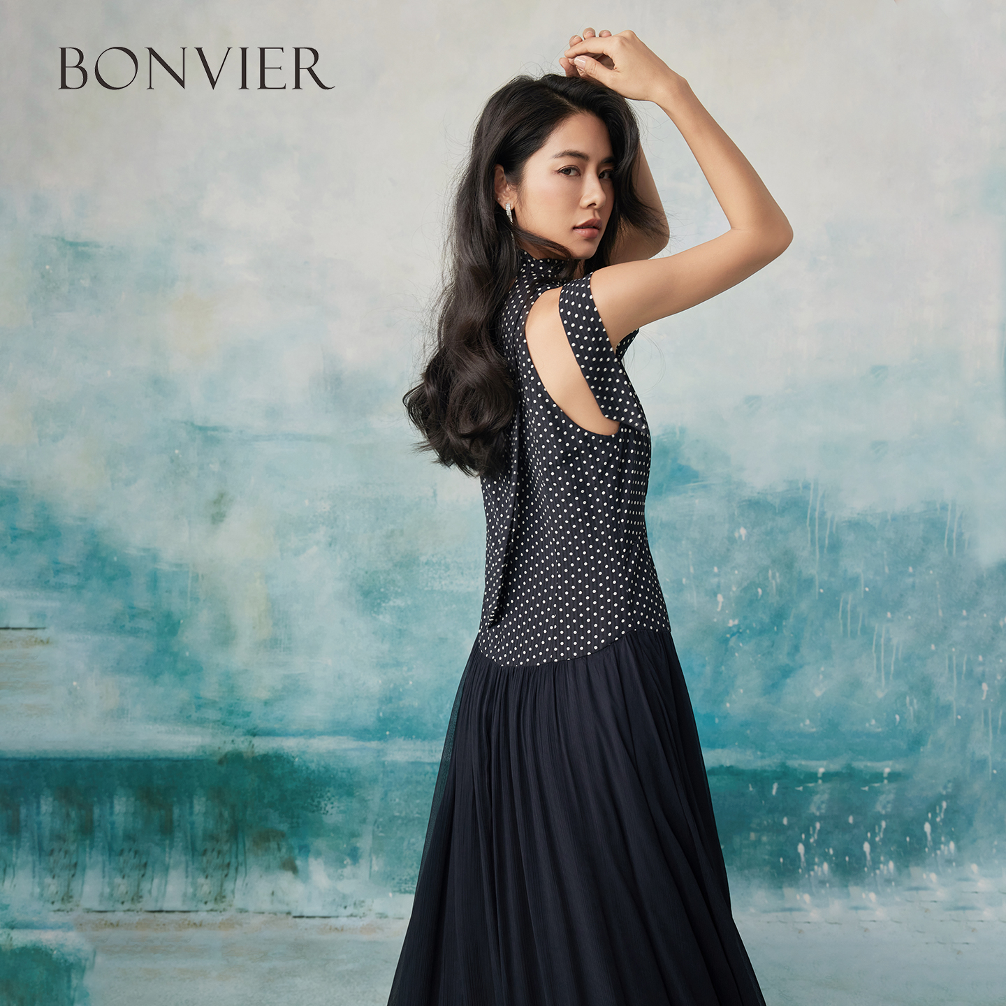 Lace Polka Dot Long Casual Dresses Spring Women Sleeveless Round Neck Big Swing Dress New Summer High Waist Knee Length Dress 6116835