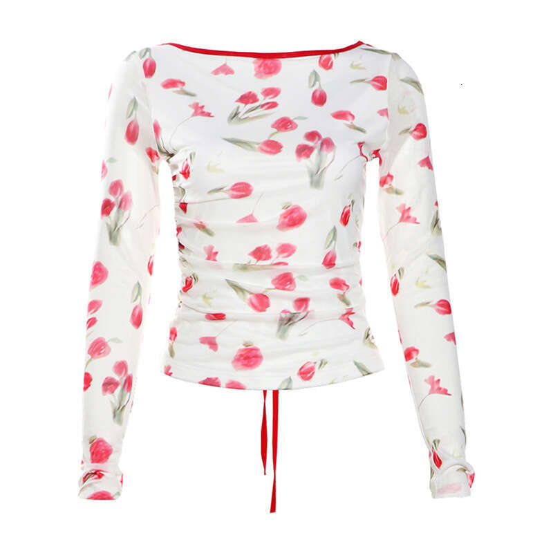 2024 Summer New Women's Fashion Solid Color Slim Street Style Round Neck Long Sleeve Backless Top c91