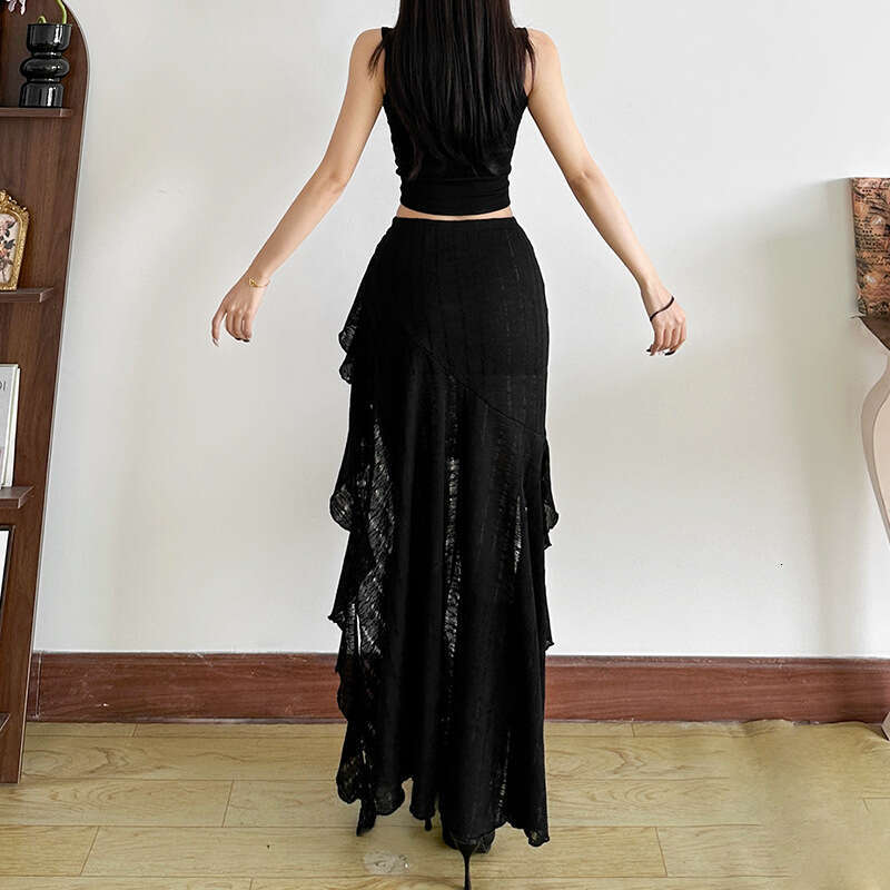 2025 Summer New Wave Pattern Irregular Slim Fit Sexy Versatile Women's Skirt b48