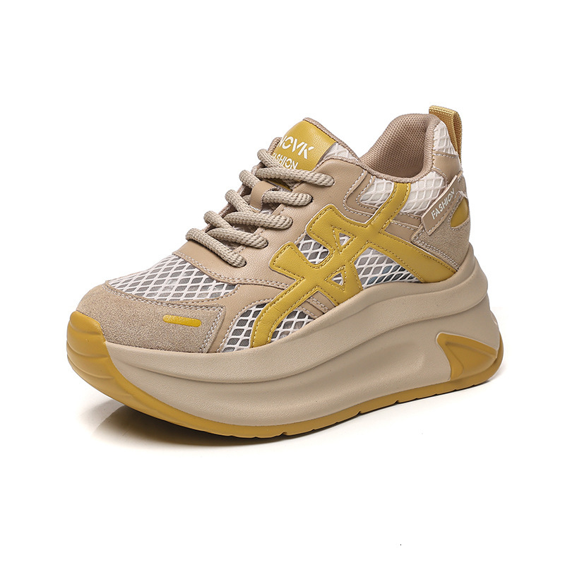 Breathable Mesh 8CM Height-Increasing Polyurethane Sole Dad New Spring Summer Versatile Sports Casual Shoes for Women ddmythur