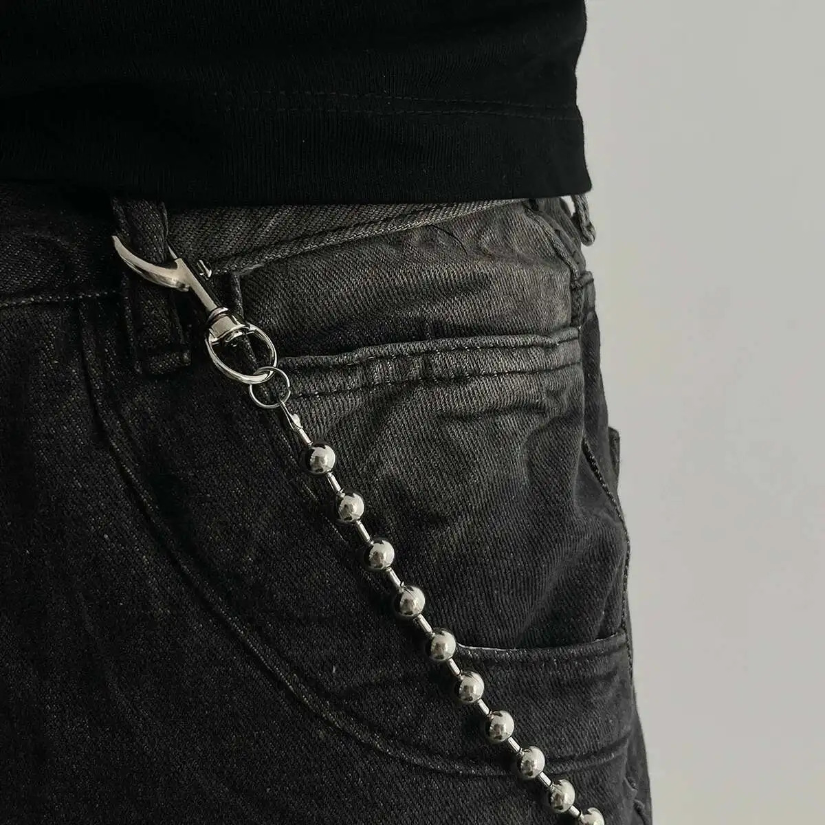 SHIXIN Punk Metal Belt Chain Jeans Accessories HipHop Rock Pants Chain For Men Versatile Beads Waist Link Keyring Jewelry Female 250722