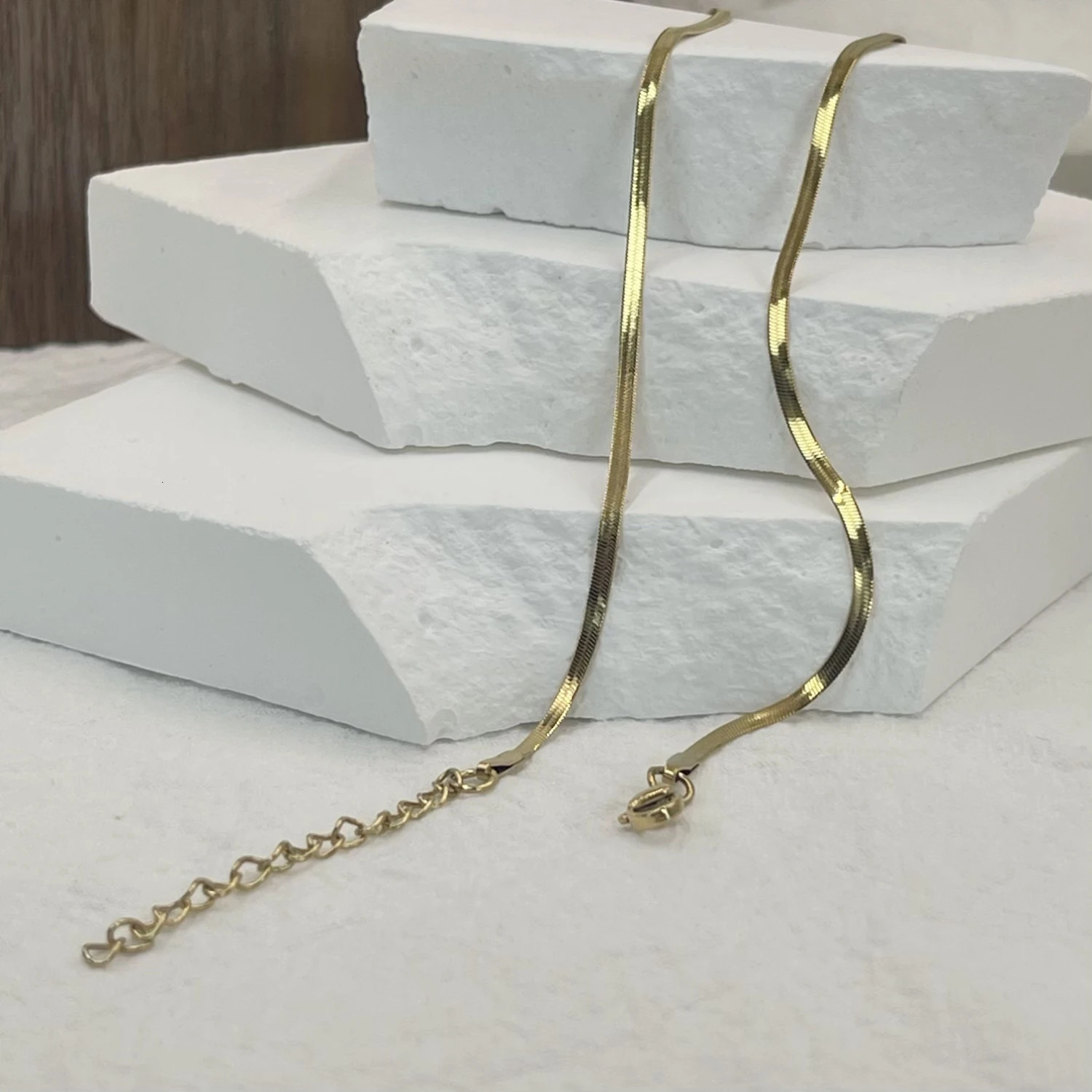 Minimalist Unisex Snake Chain Necklace Choker Stainless Steel Herringbone Gold Color Fashion Jewelry Gift For Her Women and Men 250716