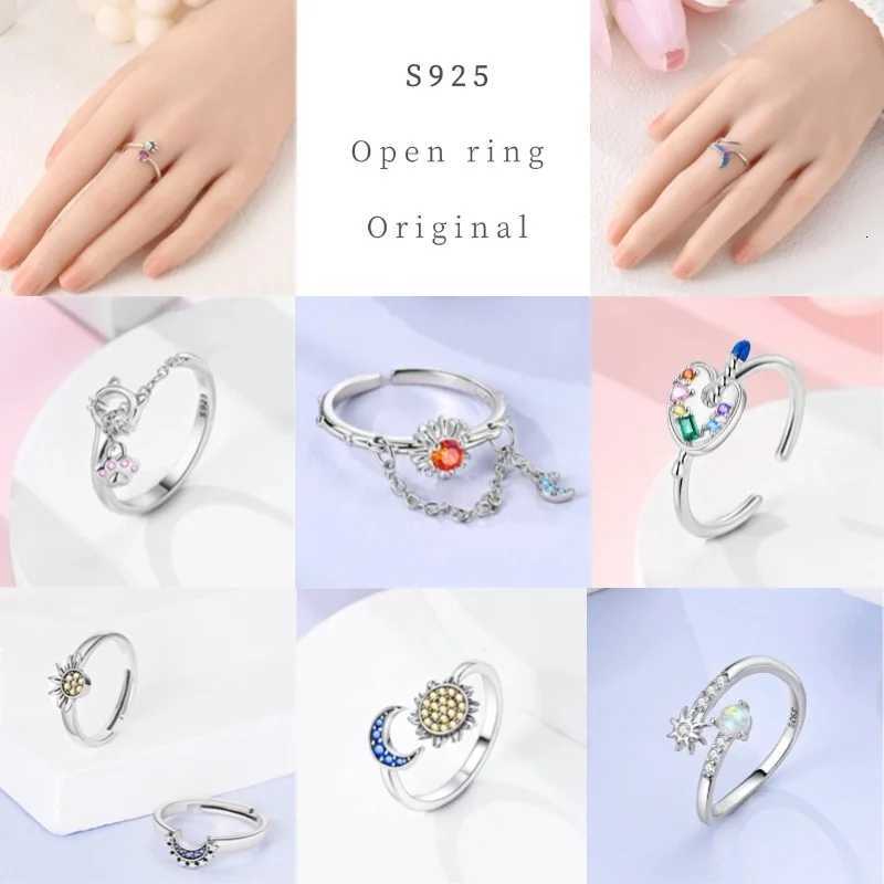 Womens Clover Ring Original 925 Silver Zircon Adjustable Skull Butterfly Flower Finger Open Ring Birthday Jewelry Gift W250417