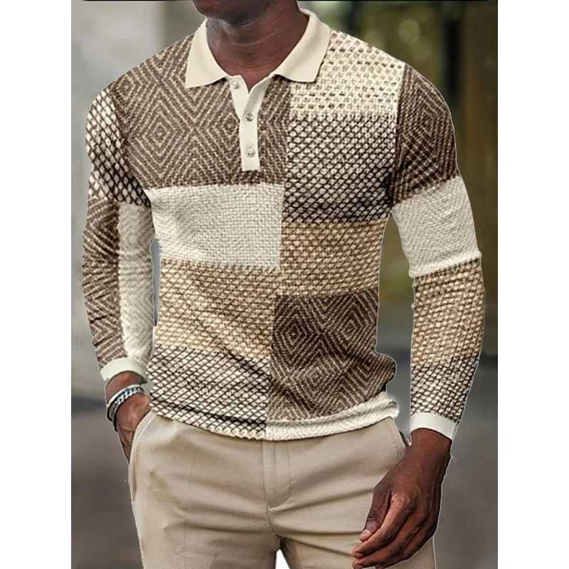 European And American Mens High-quality Long Sleeved Polo Shirt Hot Selling Long Sleeve Digital Printing Tops XJ250725