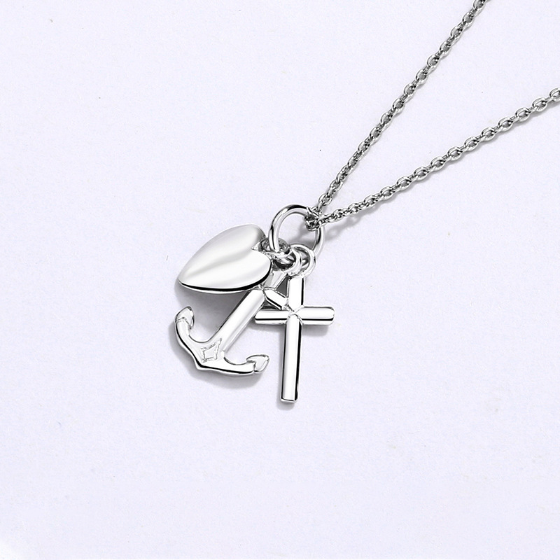 Sterling Sier Heart-shaped fashion Anchor Cross Pendant Women Necklace Jewelry Jewelry for Women