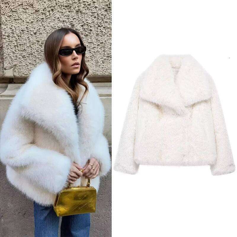 White Faux Coat 2024 Woman New In Coats Autumn Winter Fur Plush Fluffy Jacket Warm Red Gray Black Outerwears