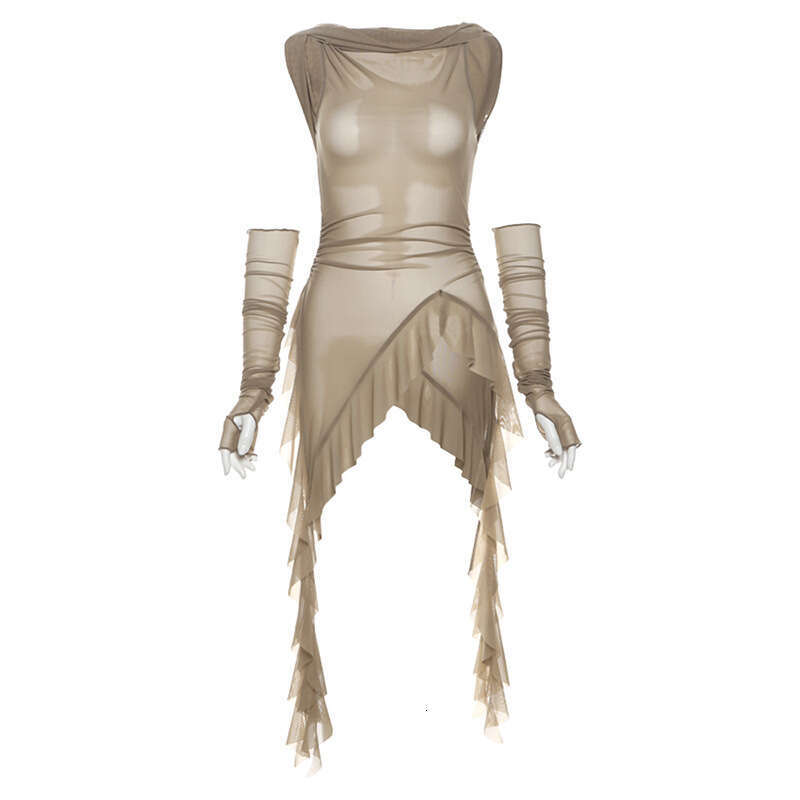 2024 Summer New Women's Solid Color Slim Street Fashion Hooded Sleeveless Mesh Top ff9
