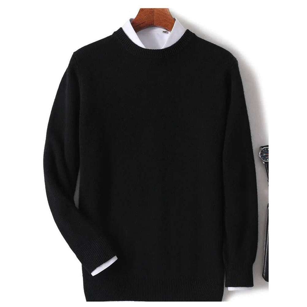 Men's 100% Pure Wool Knitted Pullover Autumn Winter Warm Basic Cashmere Sweater O-neck pullover Long Sleeved Tops