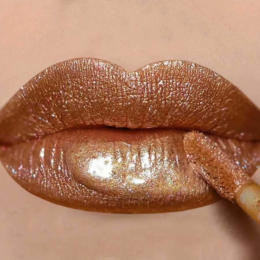 2024 Liquid Lipstick Chewy Golden Metallic Lip Gloss Shimmer Texture Golden Bling Glitter Lipstick Suitable Makeup Face PaintXJ250724