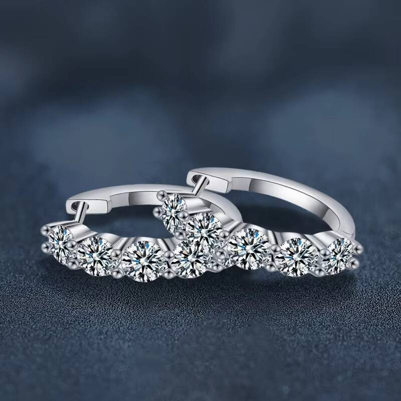 925 Silver Moissanite Earrings Elegant Cross-Border Jewelry for Hot Sale Fashionable Pure Silver Ear Studs