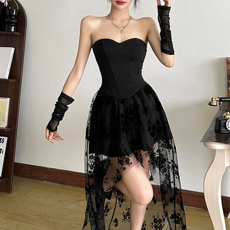 2025 Spring New Women's Solid Color Slim Fit Fashion Off-Shoulder Sleeveless Dress 462