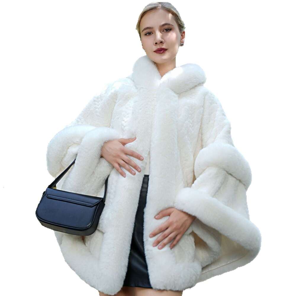 Autumn Winter New Warm Faux Large Size Artificial Shawl Thickened Fur Collar Cape Versatile Coat