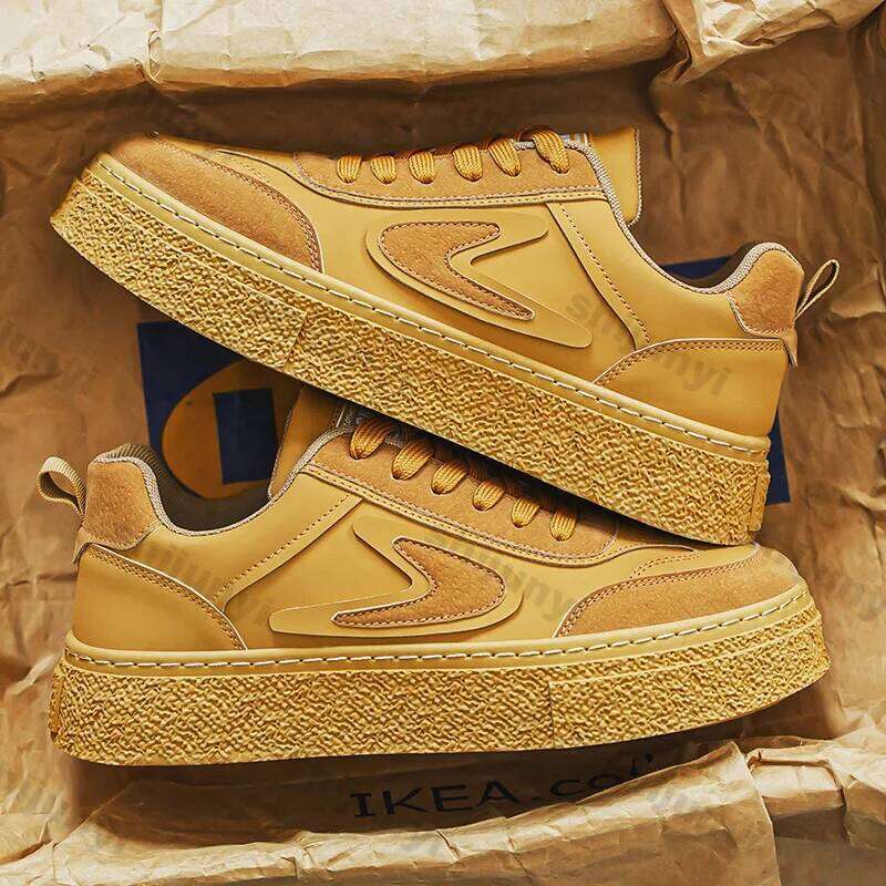 Men's Platform Sneakers Spring Autumn Fashion Lace Up Comfortable Casual Height Increase Thicken Outdoor Vulcanized Shoes