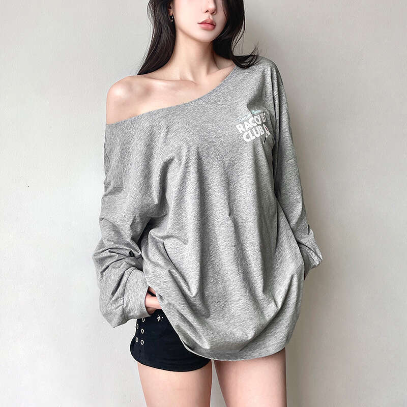 2024 Summer New Women's Fashion Letter Print Long Sleeve Round Neck Loose T-Shirt af4